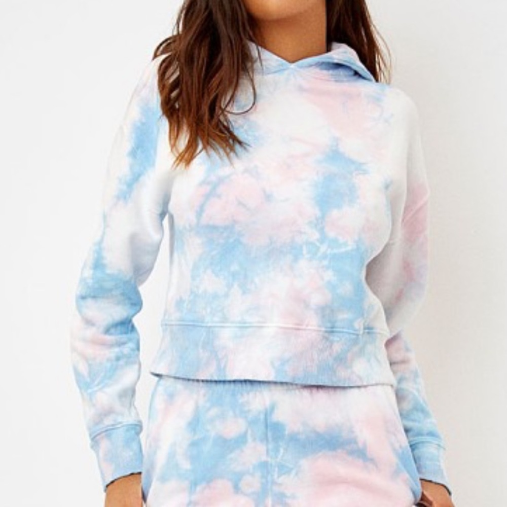 Frankies Bikinis Tie Dye Burl Cropped Sweatshirt